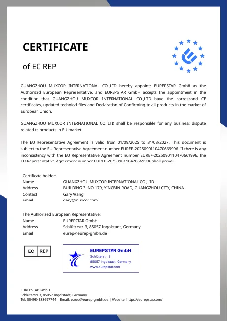 EU Representative Certificate cover