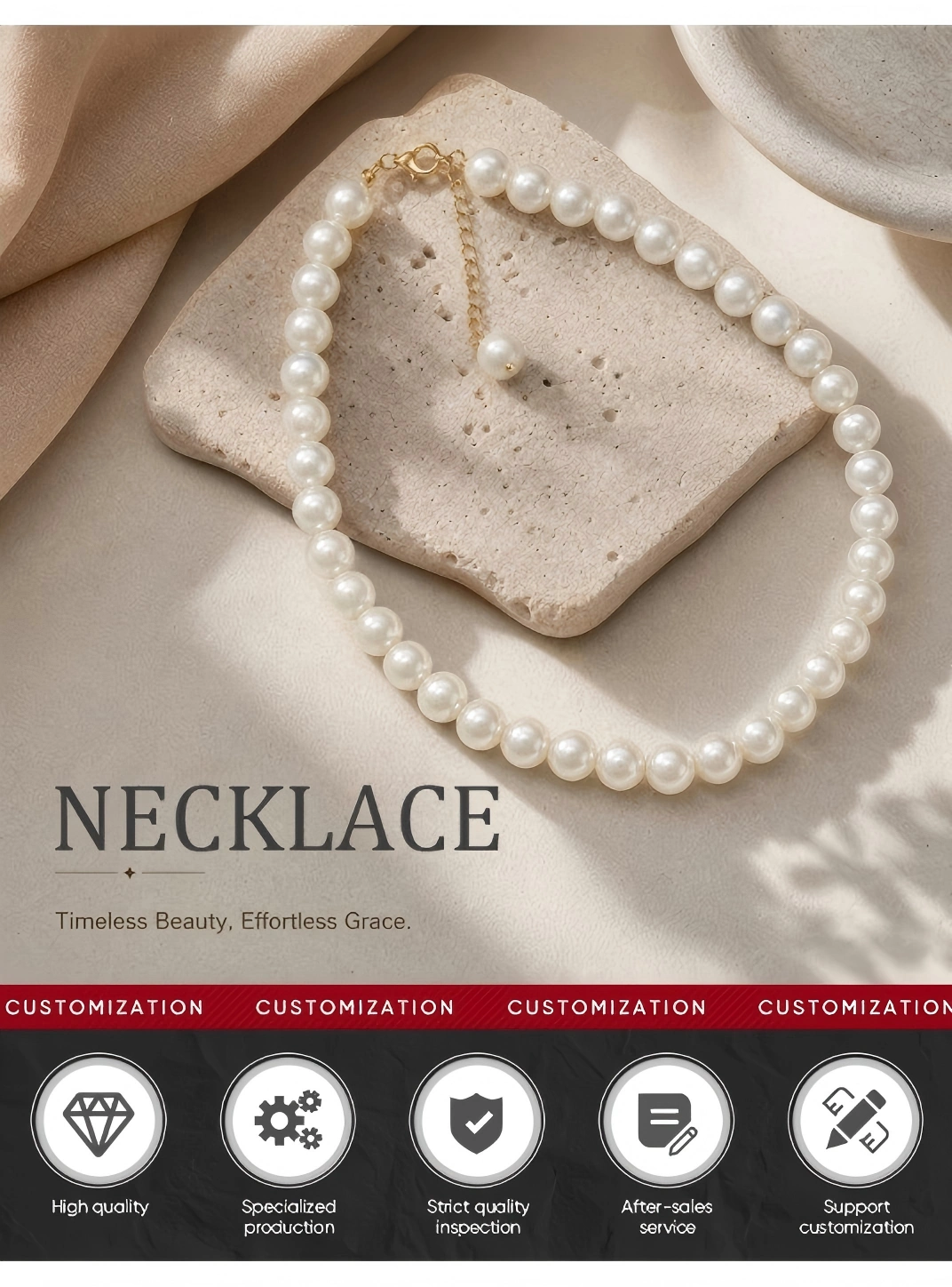 Pearl necklace collection overview