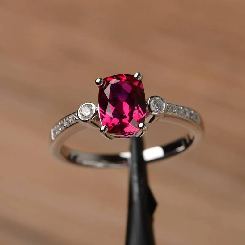 Custom Large Colorful Gemstone Birthstone Ring Luxury Brilliant Glowing Women Rings for Marriage Wedding Party view 2