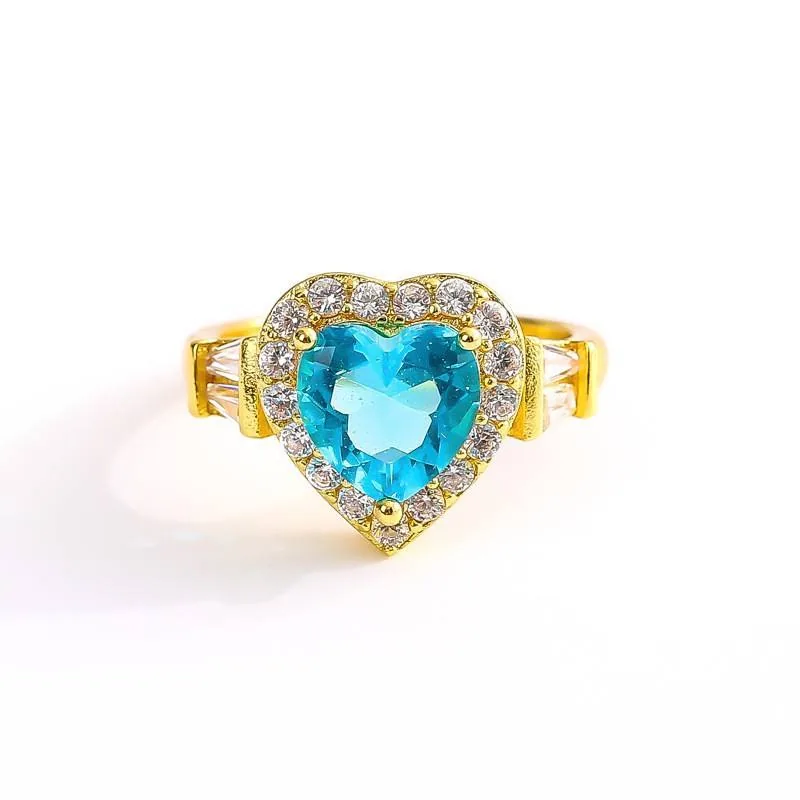 Fashion Jewelry Custom Colorful Gemstone Birthstone Heart Ring Luxury Brilliant Marriage Wedding Crown Claddagh Rings for Girls view 3