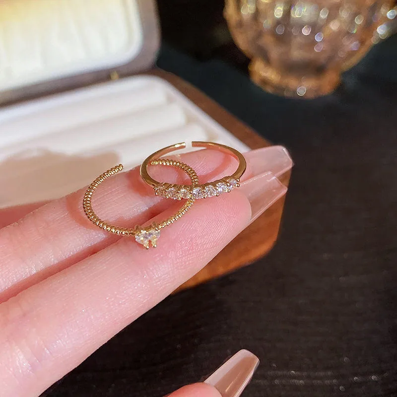 Custom Butterfly Heart Dainty Simple Rings Brilliant Stackable Women Men Couple Marriage Wedding Rings Fashion Jewelry Sets view 3