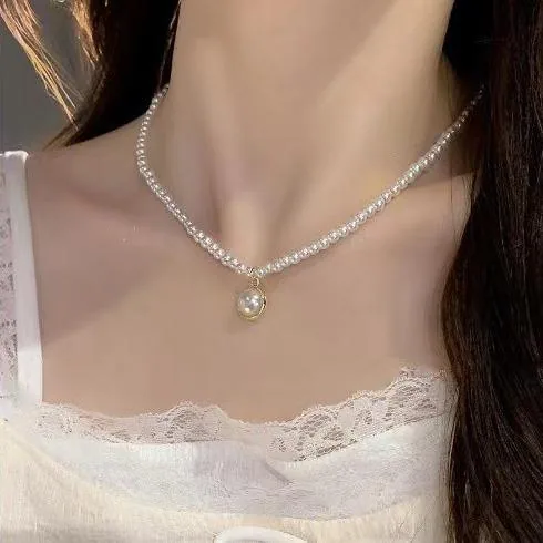 High-quality Products Fashion Exquisite Jewelry Pearl Beaded Round Pendant Necklaces Fancy Jewellery for Ladies Women view 2