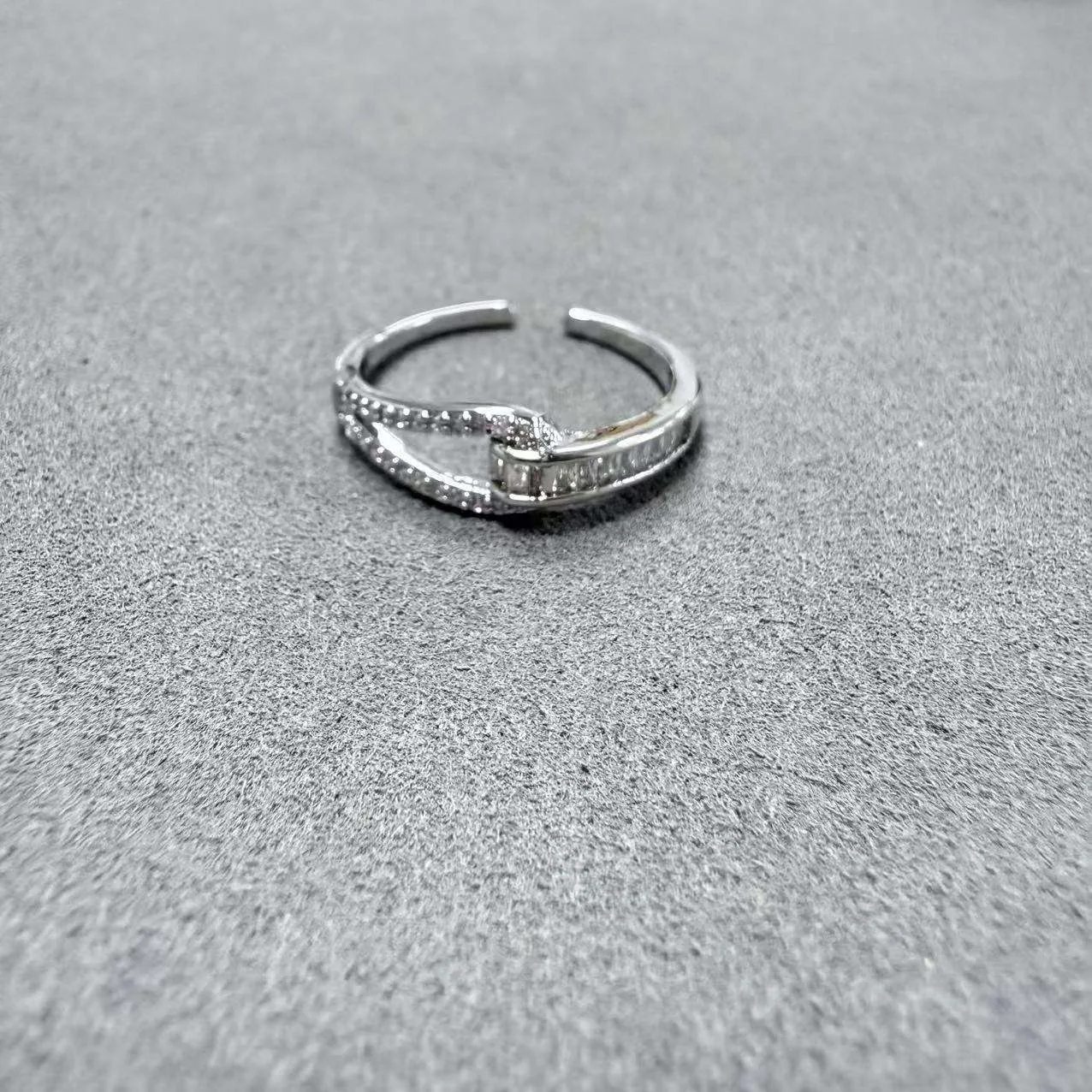Personalized Zircon Rings Dainty Silver Plated Open Geometric Shape Couple Rings for Women Men Fashion Jewelry view 3