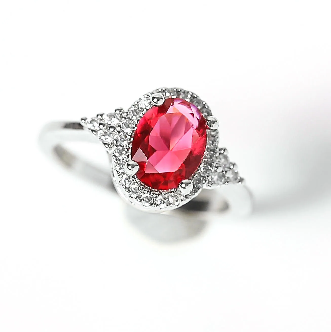 Custom Large Colorful Gemstone Birthstone Ring Luxury Brilliant Glowing Women Rings for Marriage Wedding Party view 3