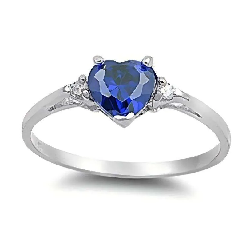 Exquisite Luxury Heart-shaped Cut Purple Blue Zircon Inlaid with Shiny Temperament Women with Indelible Copper Alloy Color Rings view 2