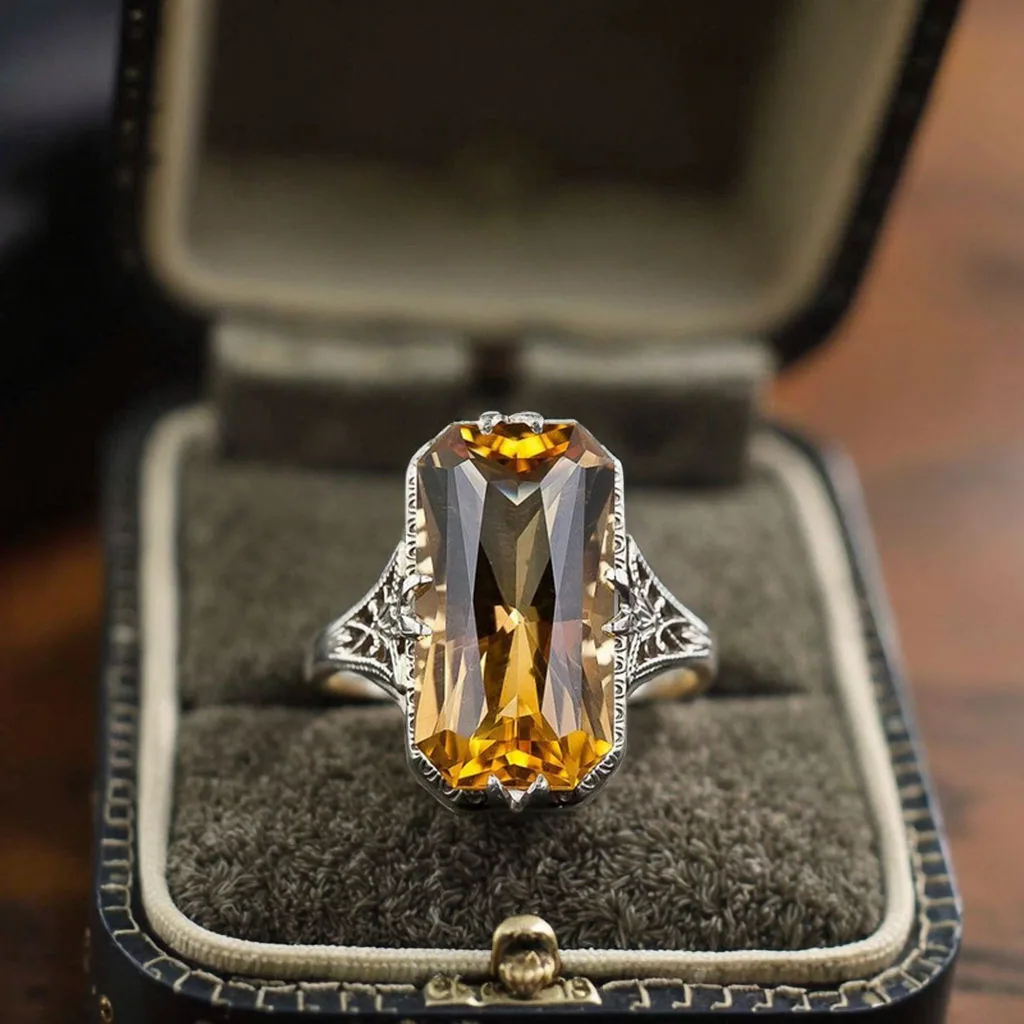 Wholesale Electroplating Extra-large Gemstone Ring Classic Brilliant Women Men Luxury Wedding Rings Fashion Jewelry view 3