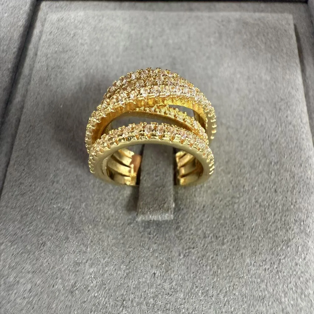 Custom Vintage Luxury Full Diamond Zircon Wedding Rings Gold Plated Alloy Rings Women Men Designer Exquisite Jewelry view 3