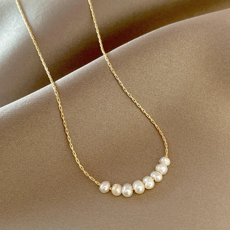 Wedding Fine Designer Inspired Fancy Jewellery for Ladies Imitation Pearls Simplicity Daily Costume Necklace