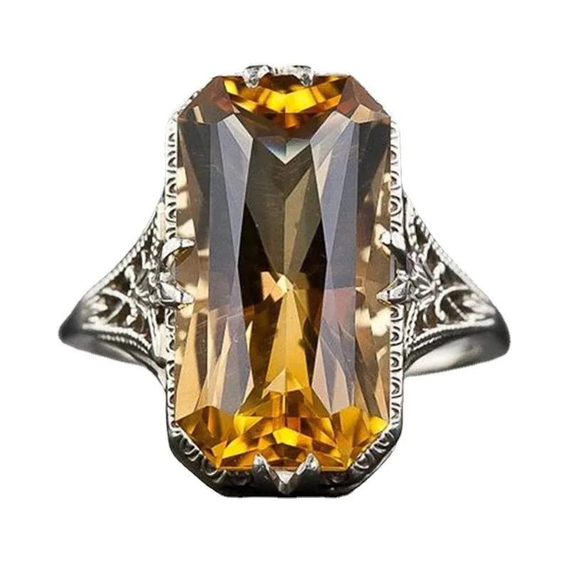 Wholesale Electroplating Extra-large Gemstone Ring Classic Brilliant Women Men Luxury Wedding Rings Fashion Jewelry view 2
