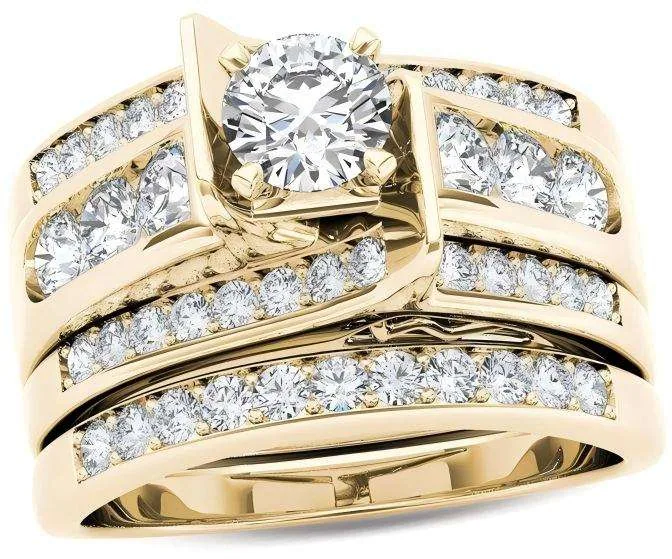 Custom Exquisite Three-layer Stacked square Zircon Inlaid Metal Carving Inlaid Gold Silver Rings Indelible Copper Alloy Jewelry