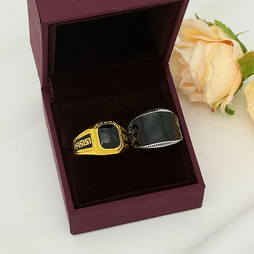 Wholesale Custom Designer Luxury Obsidian Hip Hop Gemstone Rings Vintage Jewelry Islamic Turkish Black Punk Rings for Men Gift