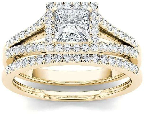 Custom Exquisite Three-layer Stacked square Zircon Inlaid Metal Carving Inlaid Gold Silver Rings Indelible Copper Alloy Jewelry view 2