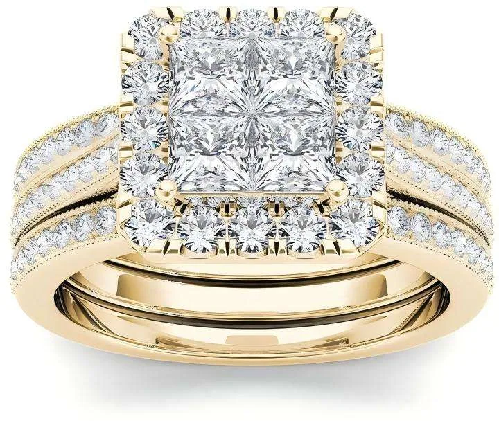 Custom Exquisite Three-layer Stacked square Zircon Inlaid Metal Carving Inlaid Gold Silver Rings Indelible Copper Alloy Jewelry view 3