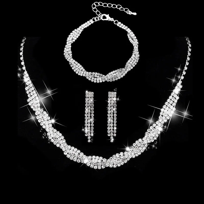 Charm Braided Chain Earrings Bracelet Necklaces for Women Set Necklace Set for Women Pendant Birthstone Wedding Jewelry Sets