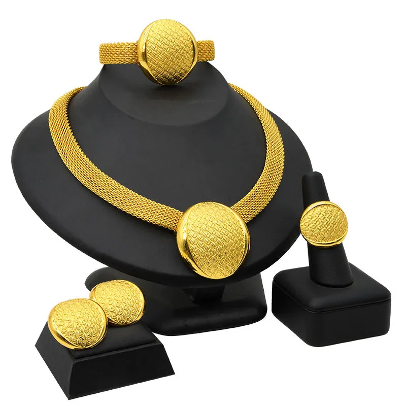 2025 Fashion Trendy Wedding Jewlery Set Luxury Glod Plated Jewelry Chunky Designer Luxury Necklaces for Women Set view 2