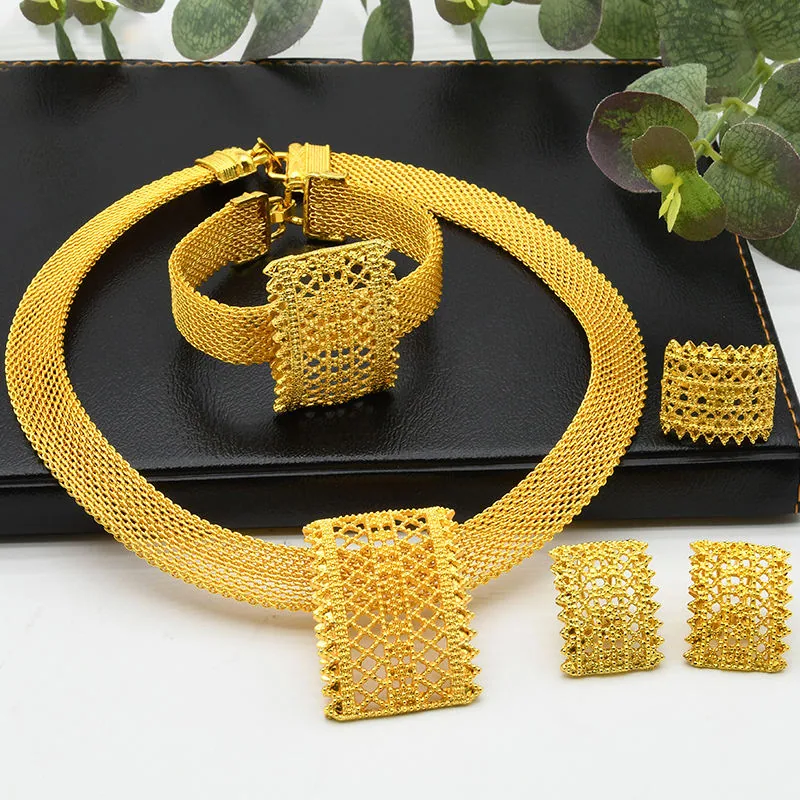 Wholesale Fancy Jewellery for Ladies Fashion Necklaces for Women Set High Quality Glod Plated Jewelry Set view 2