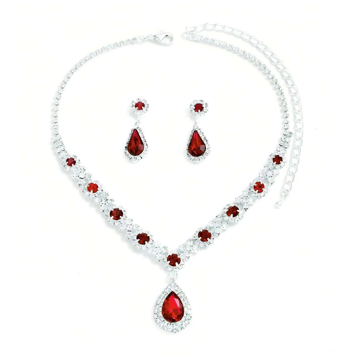 Custom Exquisite Luxury Wedding Jewelry Sets Stud Earrings Flower-shaped Waterdrop Pendant Necklaces for Women Set Joias De Luxo view 3