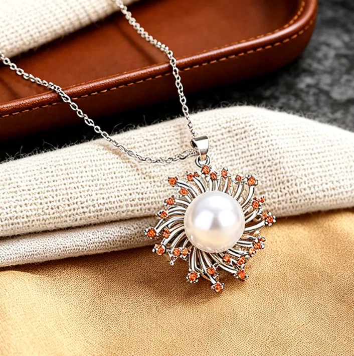 Vintage Fireworks Flower Micro Pave Imitation Pearl Jewelry Set Copper O Chain Pendant Necklace Stud Earrings Adjustable Open Ring Elegant Wedding Evening Party Jewelry Gift for Women view 3