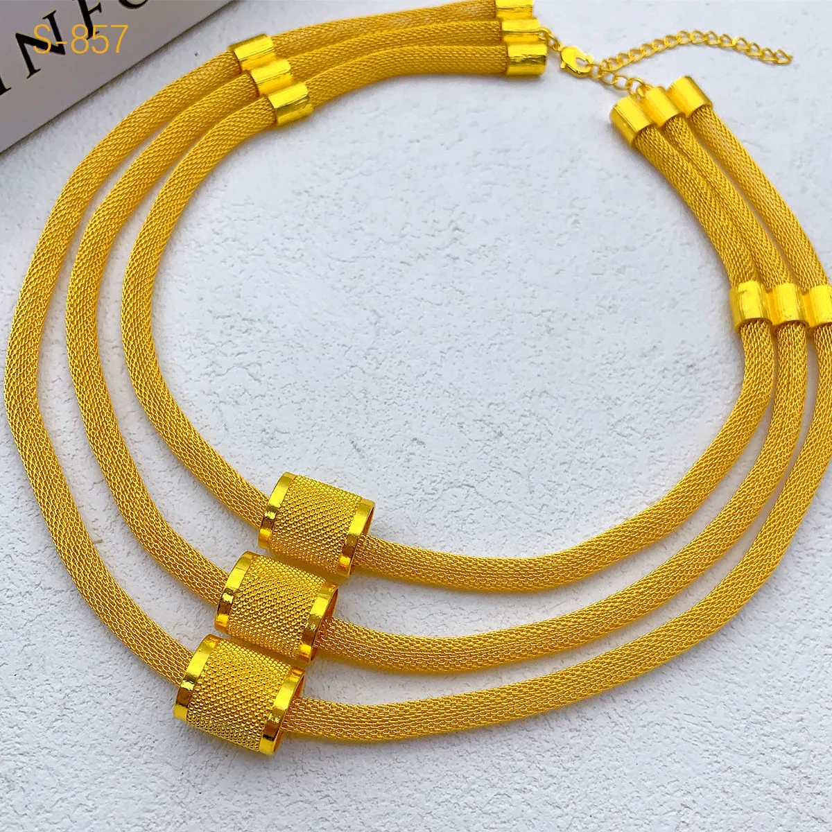African Middle Eastern Style Gold Plated Jewelry Set Including Necklace Earrings Bracelet and Ring Elegant Wedding Party Jewelry view 2