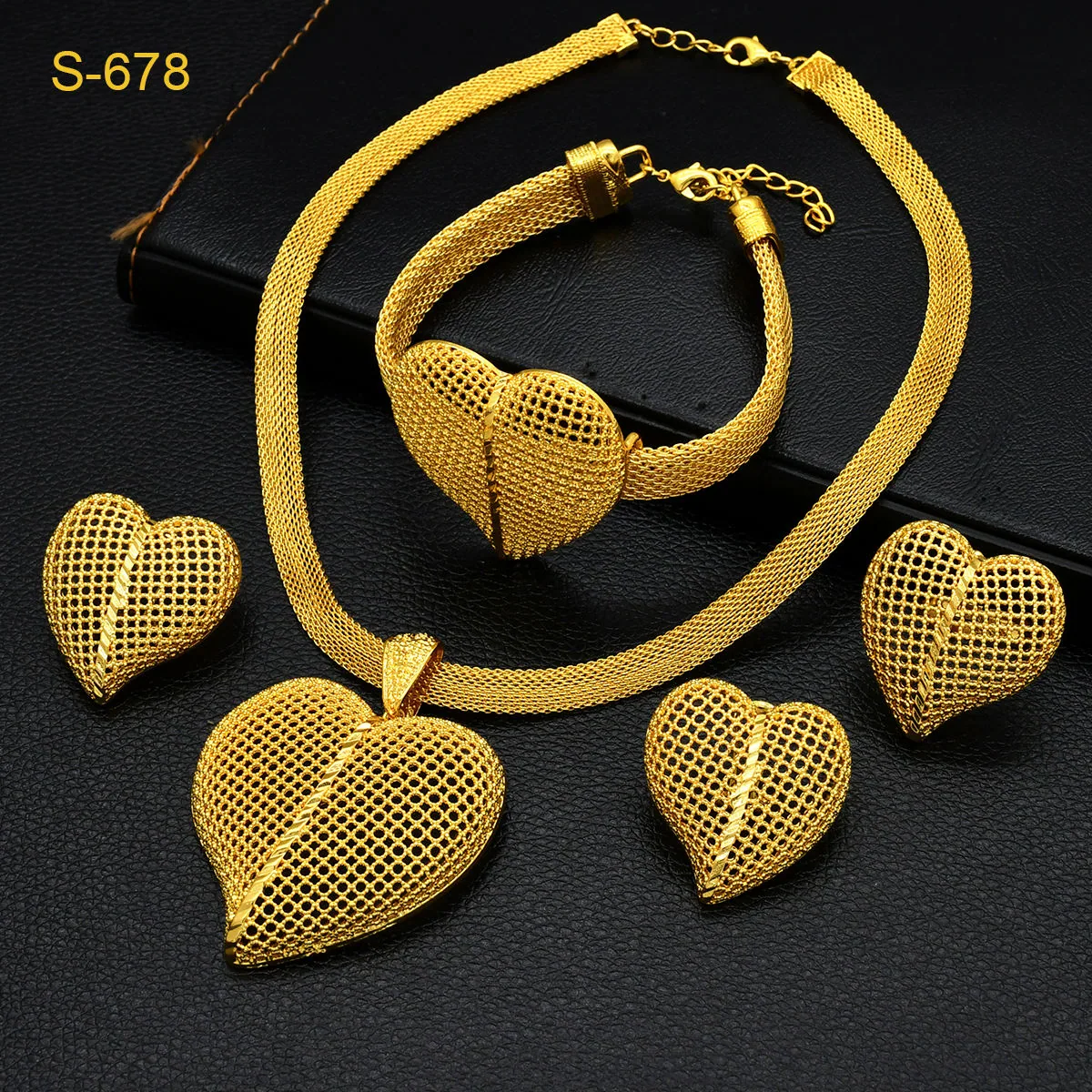 Heart Pendant Necklace Wholesale Dubai Style Gold Jewelry Sets Wedding Accessories Designer Inspired Jewelry Sets for Women