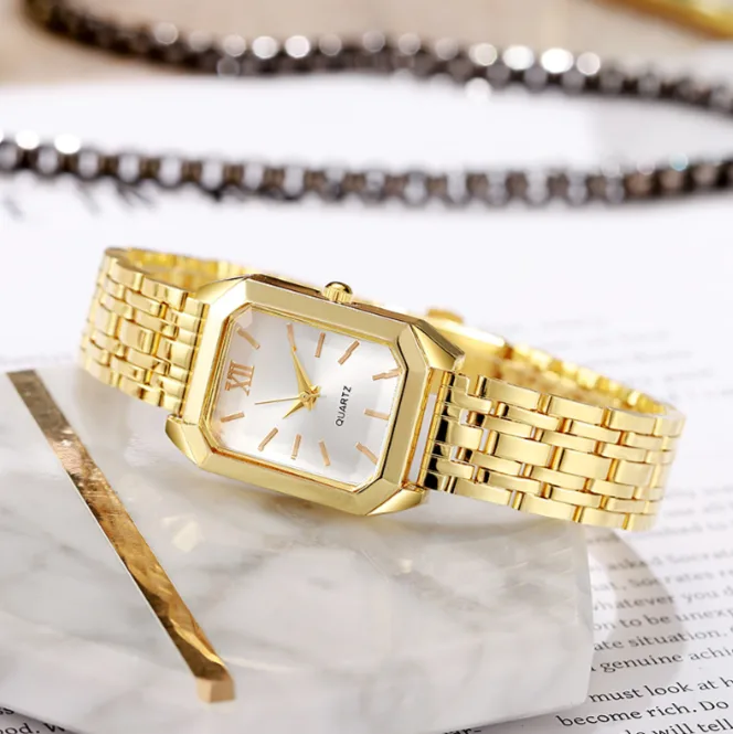 Light Luxury Square Quartz Wrist Watch for Women Minimalist Stainless Steel Band Fashion Ladies Student Watch view 2