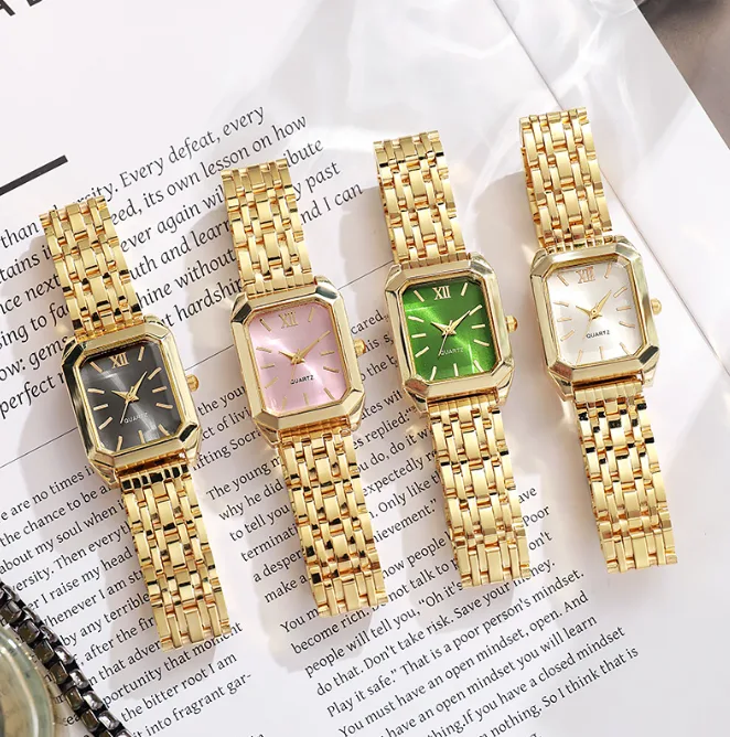 Light Luxury Square Quartz Wrist Watch for Women Minimalist Stainless Steel Band Fashion Ladies Student Watch