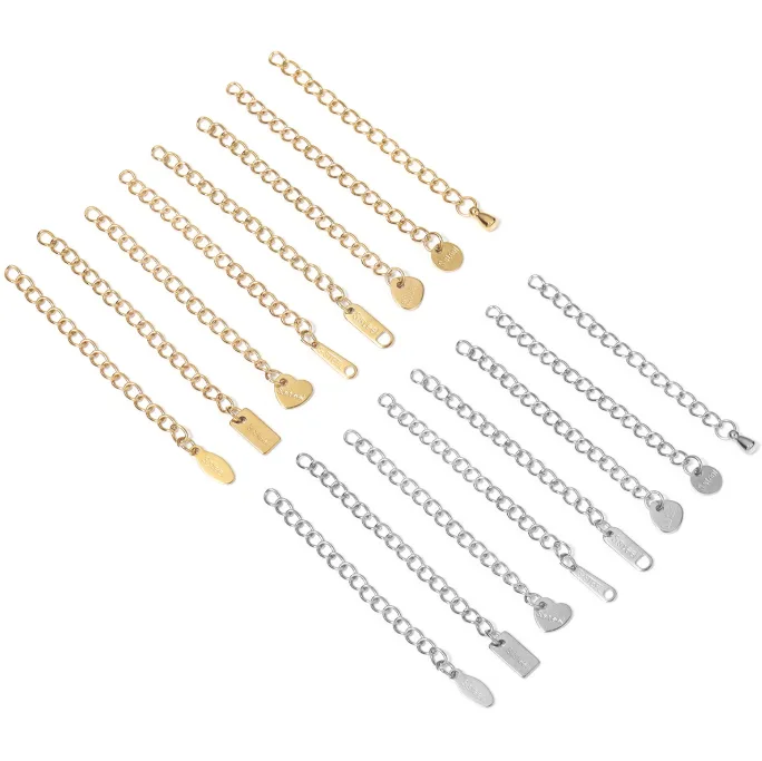 18K Gold Filled Color Retaining Teardrop Extender Chain DIY Jewelry Accessories Bracelet Necklace Tail Chain For Ending 100pcs