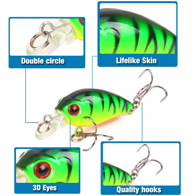 Wholesale CB057 7.5cm 11g Artificial ABS Hard Plastic Crankbaits Fishing Lures