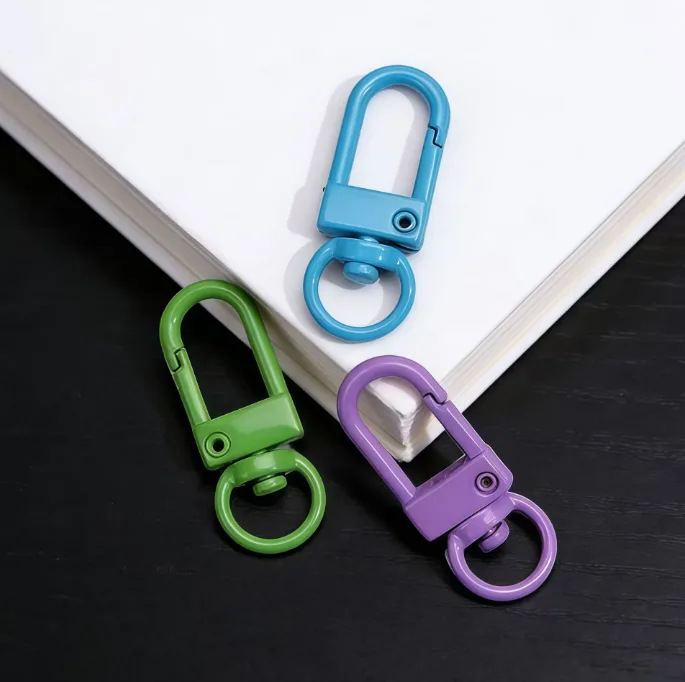 Colorful Painted U‑Shape Swivel Snap Hook Zinc Alloy DIY Keychain Bag Charm 10pcs view 2