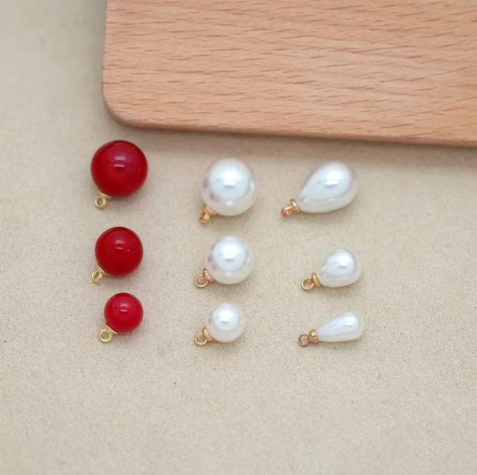 Teardrop Imitation Pearl Pendant Alloy Plated DIY Bracelet Jewelry Accessories 100pcs view 3