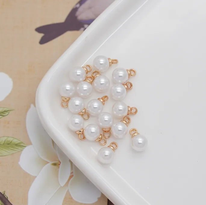 Teardrop Imitation Pearl Pendant Alloy Plated DIY Bracelet Jewelry Accessories 100pcs