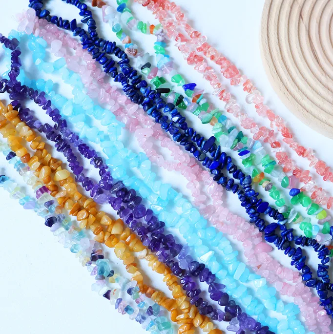 Natural Drilled Crystal Chips Loose Beads Irregular Raw Stone DIY Bracelet Cleansing Stones 80cm view 2