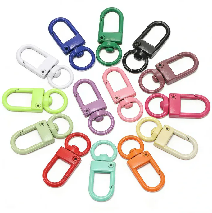 Colorful Painted U‑Shape Swivel Snap Hook Zinc Alloy DIY Keychain Bag Charm 10pcs