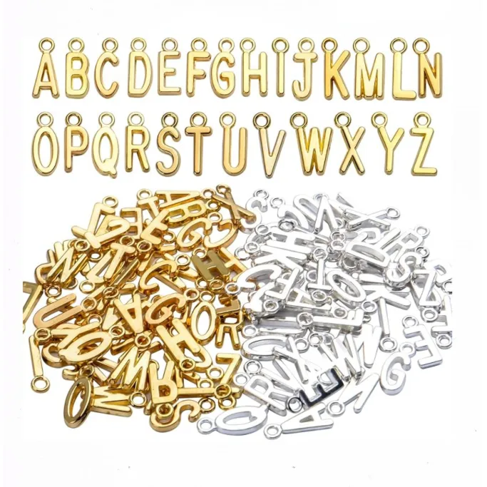 Cross‑Border DIY 26 Alphabet Charms Retro Stainless steel Jewelry Accessories For Handmade Crafts
