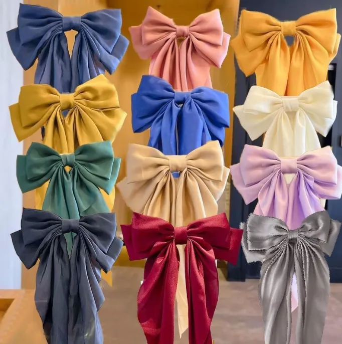 Long Bow Hair Clip Elegant Versatile Fabric Long Ribbon Hair Accessory For Women Back Head Headwear view 2
