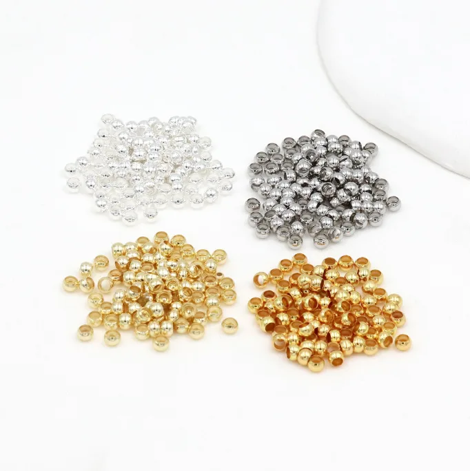 14K Gold Filled Crimp Beads Pure Copper 18K Real Gold Plated DIY Beading Fixing Ending Accessories 200pcs