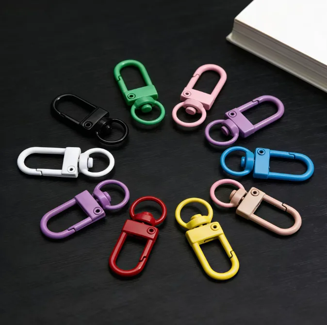 Colorful Painted U‑Shape Swivel Snap Hook Zinc Alloy DIY Keychain Bag Charm 10pcs view 3