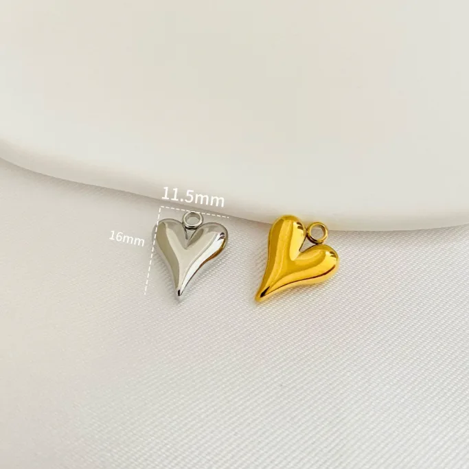 Stainless Steel Heart Pendant Necklace Charm Real Gold Plated DIY Jewelry Accessories Heart Ornament Pendant 100pcs view 3