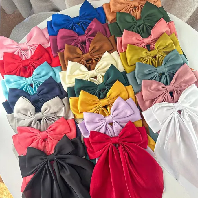 Long Bow Hair Clip Elegant Versatile Fabric Long Ribbon Hair Accessory For Women Back Head Headwear