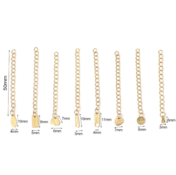 18K Gold Filled Color Retaining Teardrop Extender Chain DIY Jewelry Accessories Bracelet Necklace Tail Chain For Ending 100pcs view 2