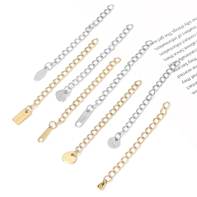 18K Gold Filled Color Retaining Teardrop Extender Chain DIY Jewelry Accessories Bracelet Necklace Tail Chain For Ending 100pcs view 3