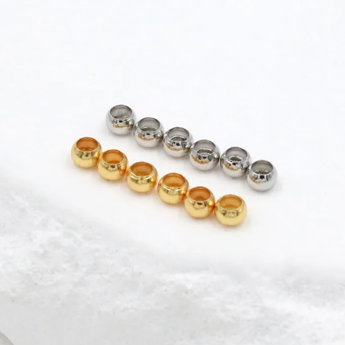 14K Gold Filled Crimp Beads Pure Copper 18K Real Gold Plated DIY Beading Fixing Ending Accessories 200pcs view 3