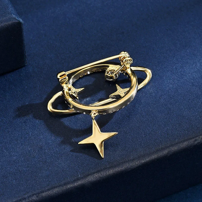 Planet Pendant Brooch Anti-Exposure Pin Clip Accessory for Women Men Wholesale Fine Jewelry for Wedding Party view 2