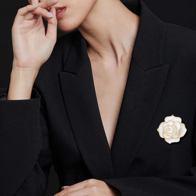 Versatile Camellia Brooch Wholesale Fashion Jewelry for Women Men High-End Elegant Corsage, Anti-Exposure Pin for Wedding Party view 3