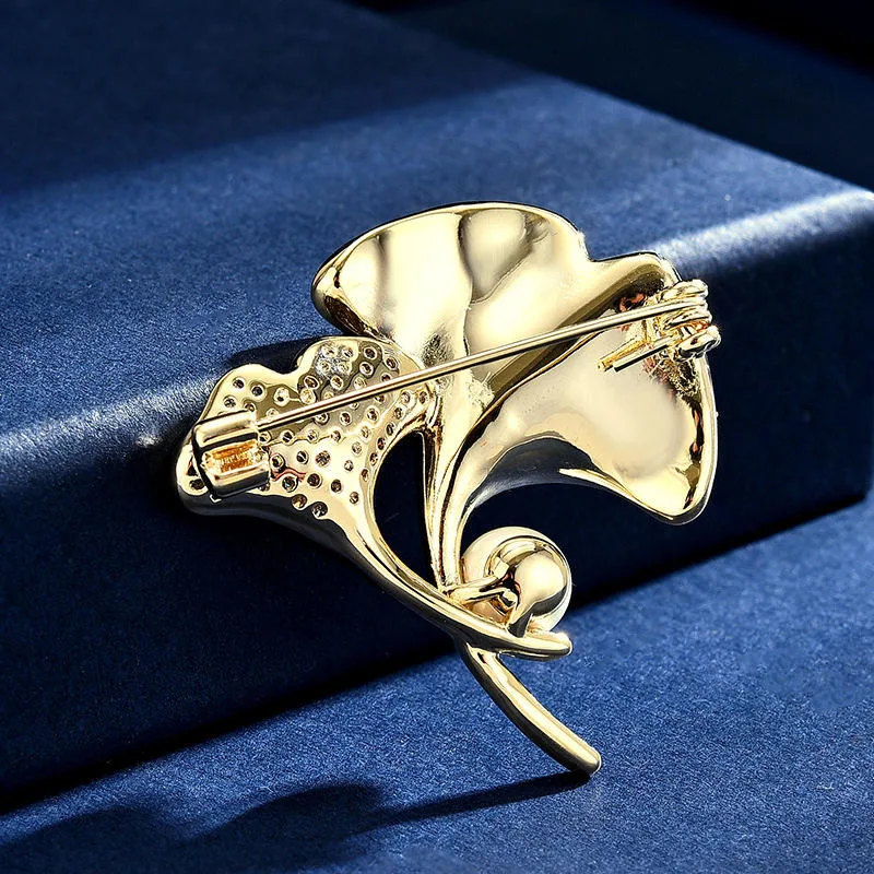 Ginkgo Leaf Brooch Wholesale Fashion Jewelry for Women Men Lapel Pin Coat Suit Corsage Accessory for Wedding Party Gift view 2