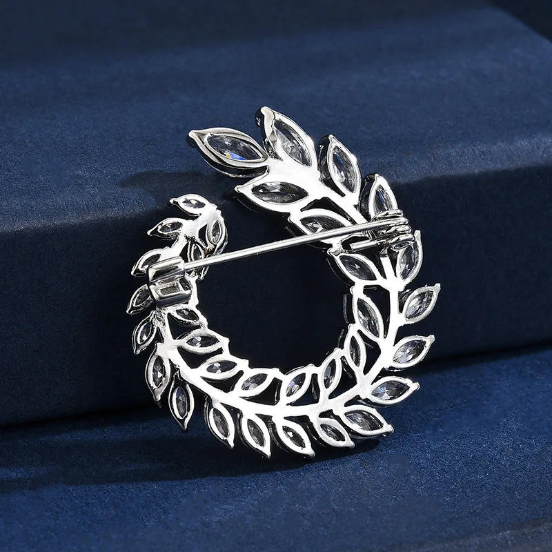Wheat Brooch Pin Floral Wreath Unique Anti-exposure Pin Buckle Corsage for Women Men Wholesale Fine Jewelry for Wedding Party view 2