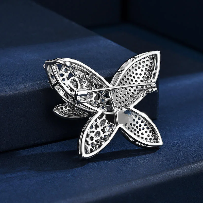 Blue Butterfly Fashion Brooch Full Rhinestone Elegant Coat Accessories for Women Men Wholesale Fine Jewelry for Gift Wedding view 2