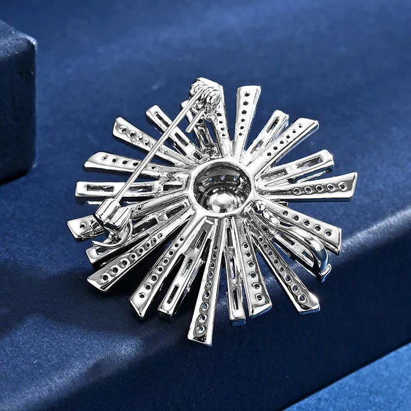 Natural Freshwater Pearl Sunflower Brooch Fancy Jewelry for Ladies Rhinestone Inlay Accessory for Couple Wedding Party view 2