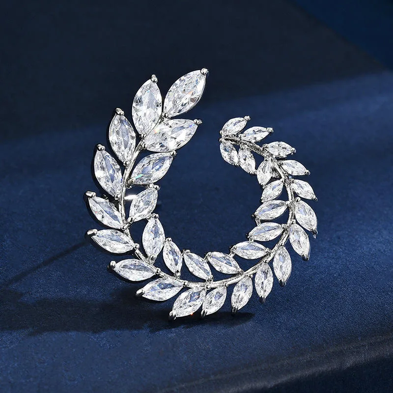 Wheat Brooch Pin Floral Wreath Unique Anti-exposure Pin Buckle Corsage for Women Men Wholesale Fine Jewelry for Wedding Party