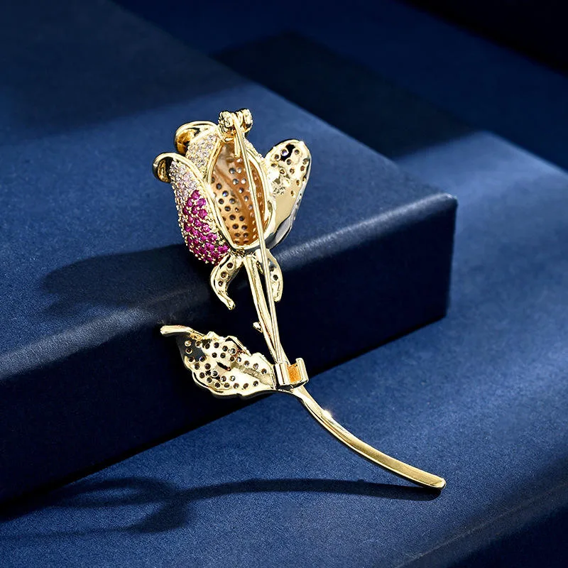 Wholesale Tulip Brooch for Women Men Elegant Unique Flower Lapel Pin Suit High-End Corsage Gift for Birthday Wedding Party view 2
